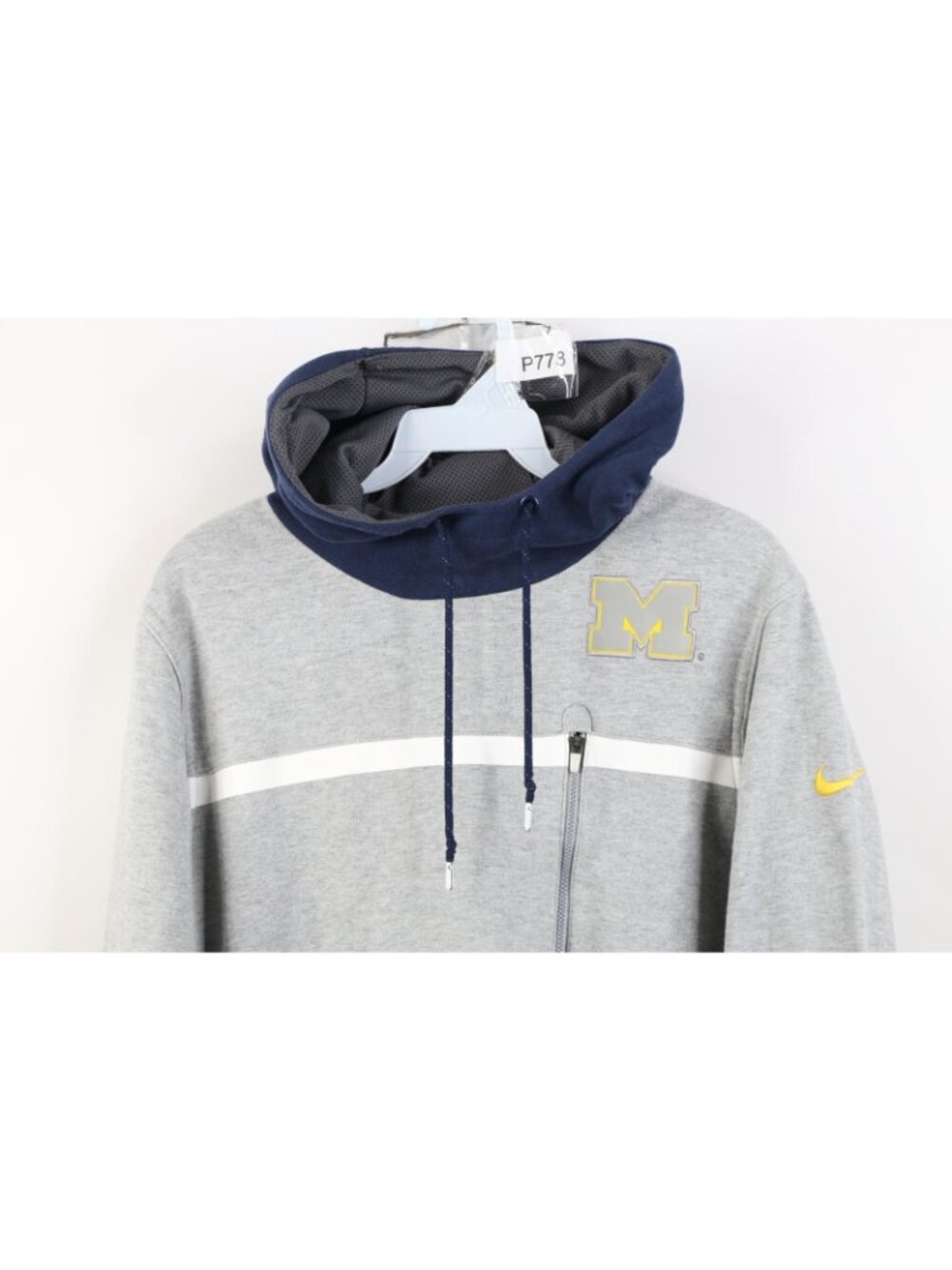 Nike Mens Small Reflective Block M University of Michigan Hoodie Sweatshirt Gray - Picture 2 of 16